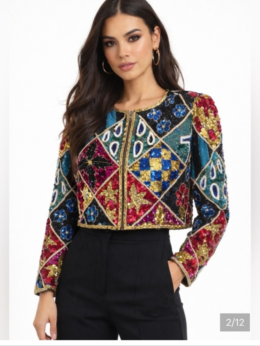 Vintage 80s Night Vogue Embellished Jacket